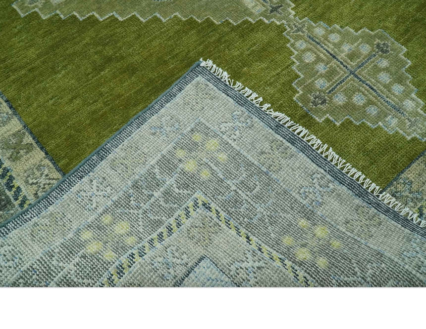 Green, Blue and Gray Hand Knotted Traditional Heriz Multi Size wool area rug
