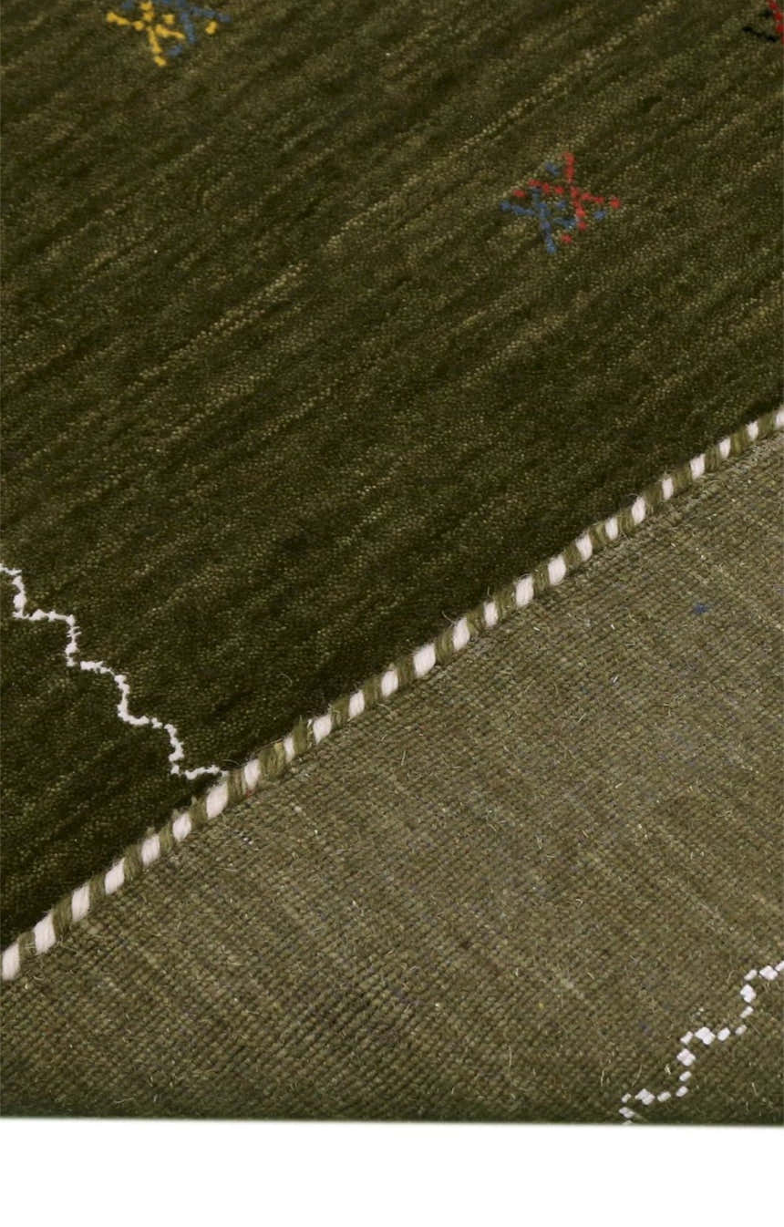 Green Modern Design Hand Loomed Wool Area Rug