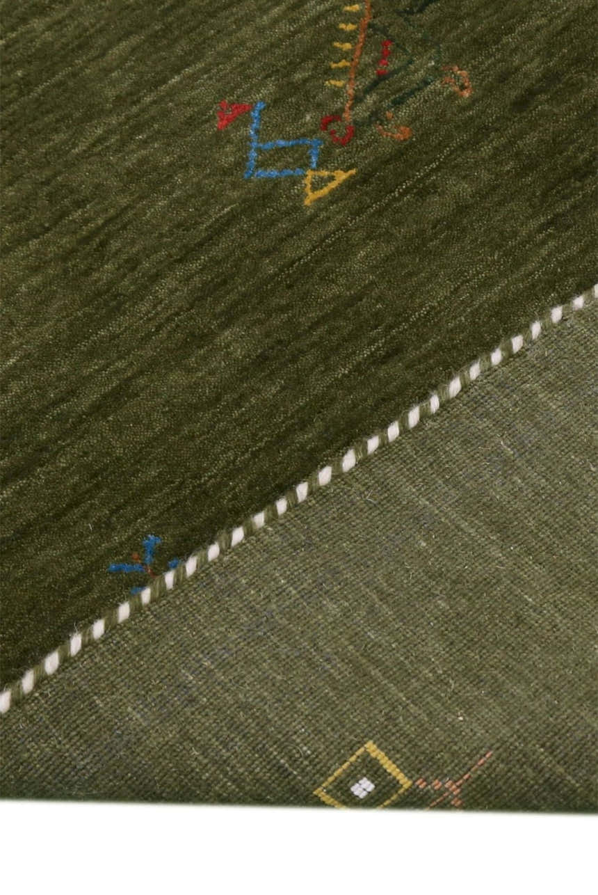 Green Tribal Center Medallion Hand Loomed Wool Area Rug