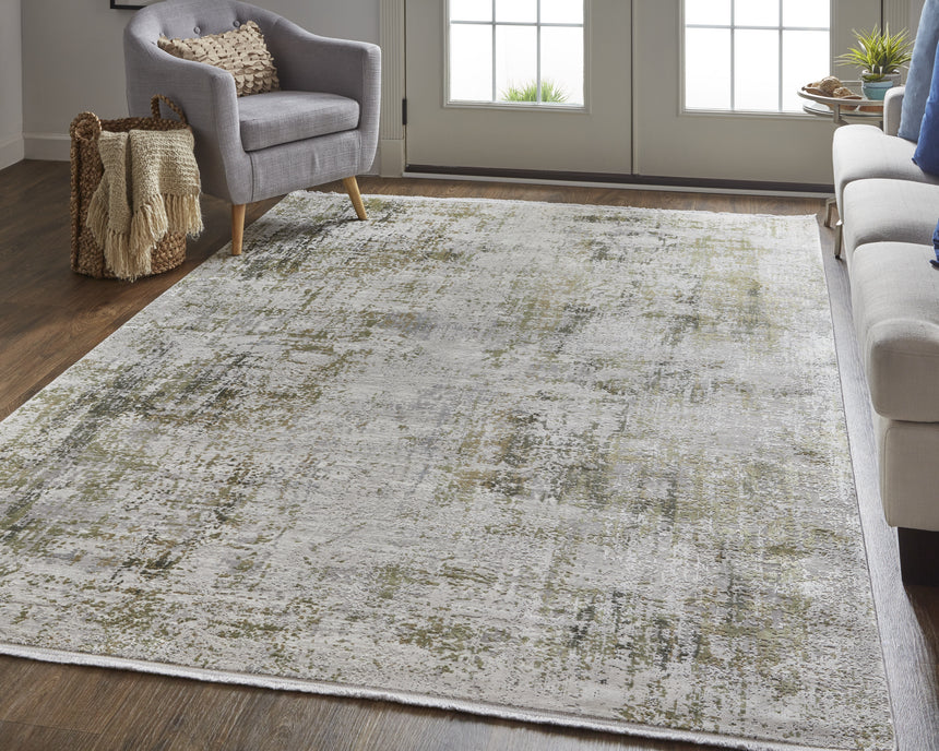 Feizy Cadiz Modern Abstract - Green/Gray/Ivory Area Rug