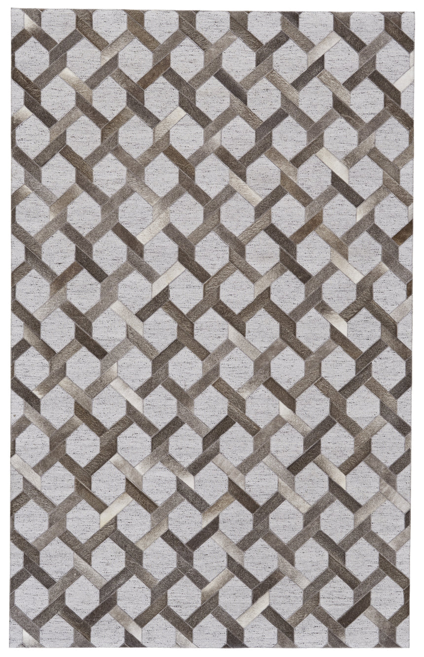 Feizy Fannin Transitional Geometric - Gray/Taupe/Silver Area Rug