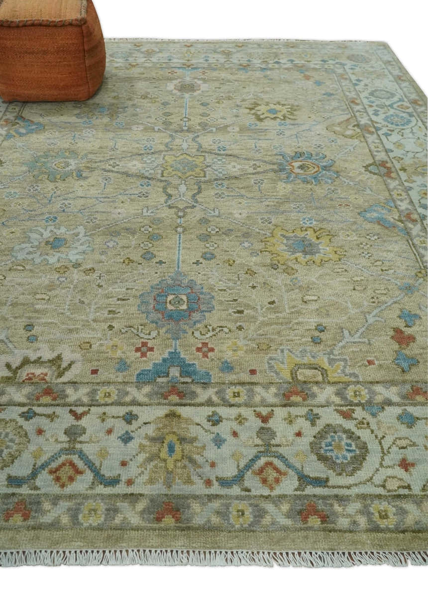 Hand Knotted Beige, Ivory and Gray Traditional Oushak Custom Made Wool Area Rug