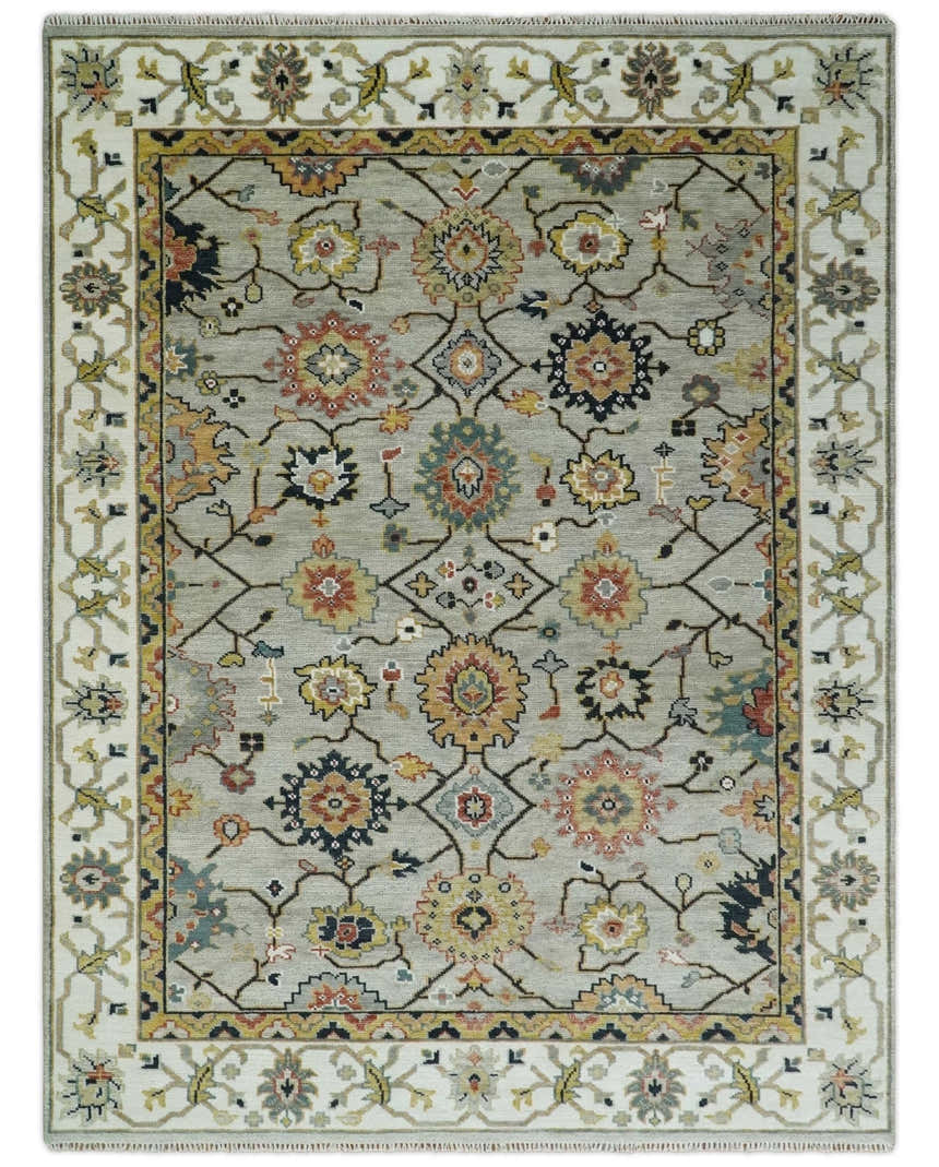 Hand Knotted Beige, Mustard and Ivory Traditional Oriental Oushak Custom Made Wool area Rug