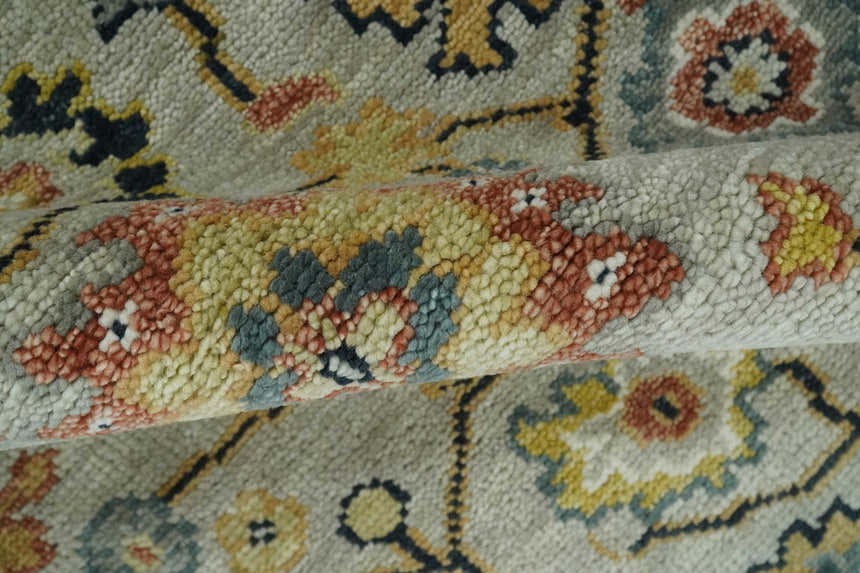 Hand Knotted Beige, Mustard and Ivory Traditional Oriental Oushak Custom Made Wool area Rug