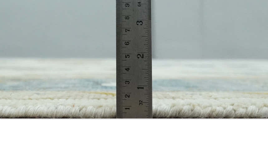 Hand Knotted Ivory, Blue and Brown Traditional Persian Oushak Wool Rug | TRDCP910