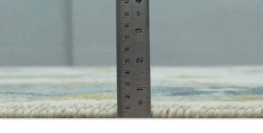 Hand Knotted Ivory, Silver and Blue Traditional Oushak Custom Made Wool Area Rug