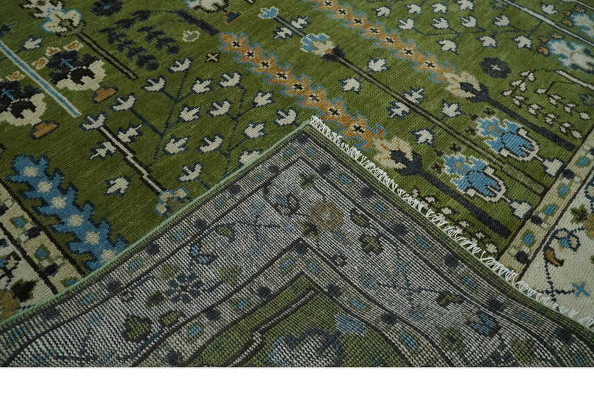 Hand Knotted Royal Green and Ivory Traditional Turkish Style Tree Of Life Multi Size Wool Area Rug