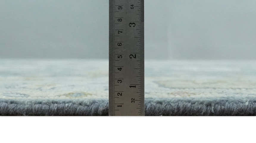 Custom Made Hand Knotted Gray, Blue and Beige Traditional Oushak Wool Area Rug