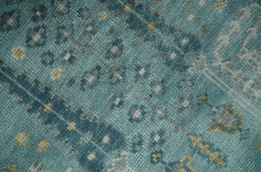 Hand Knotted Teal and Beige Multi Size Traditional Turkish Tree of Life Wool Rug