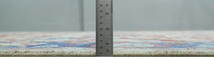 Hand Knotted Blue and Ivory Antique Vintage Style Custom Made Wool Rug, Living Room Rug