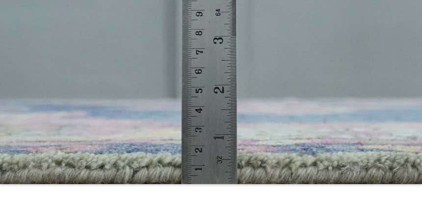 Hand Knotted Blue, Silver and Pink Traditional Heriz Serapi Wool Rug, Living Room and Bedroom Rug