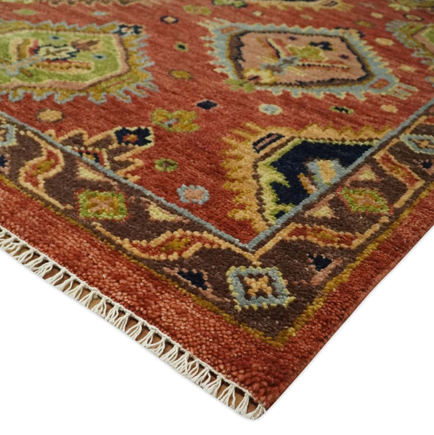 Hand Knotted Eclectic Rust and Brown Antique Traditional Multi size wool Area Rug