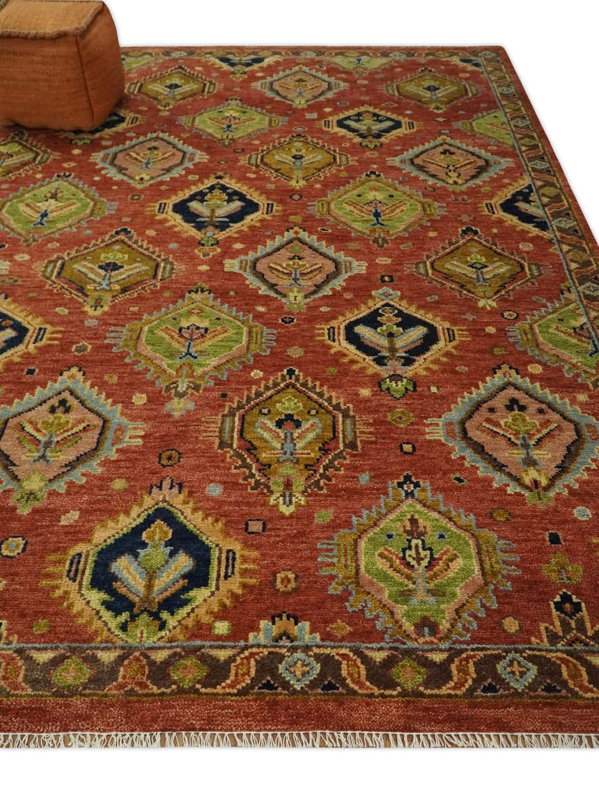 Hand Knotted Eclectic Rust and Brown Antique Traditional Multi size wool Area Rug