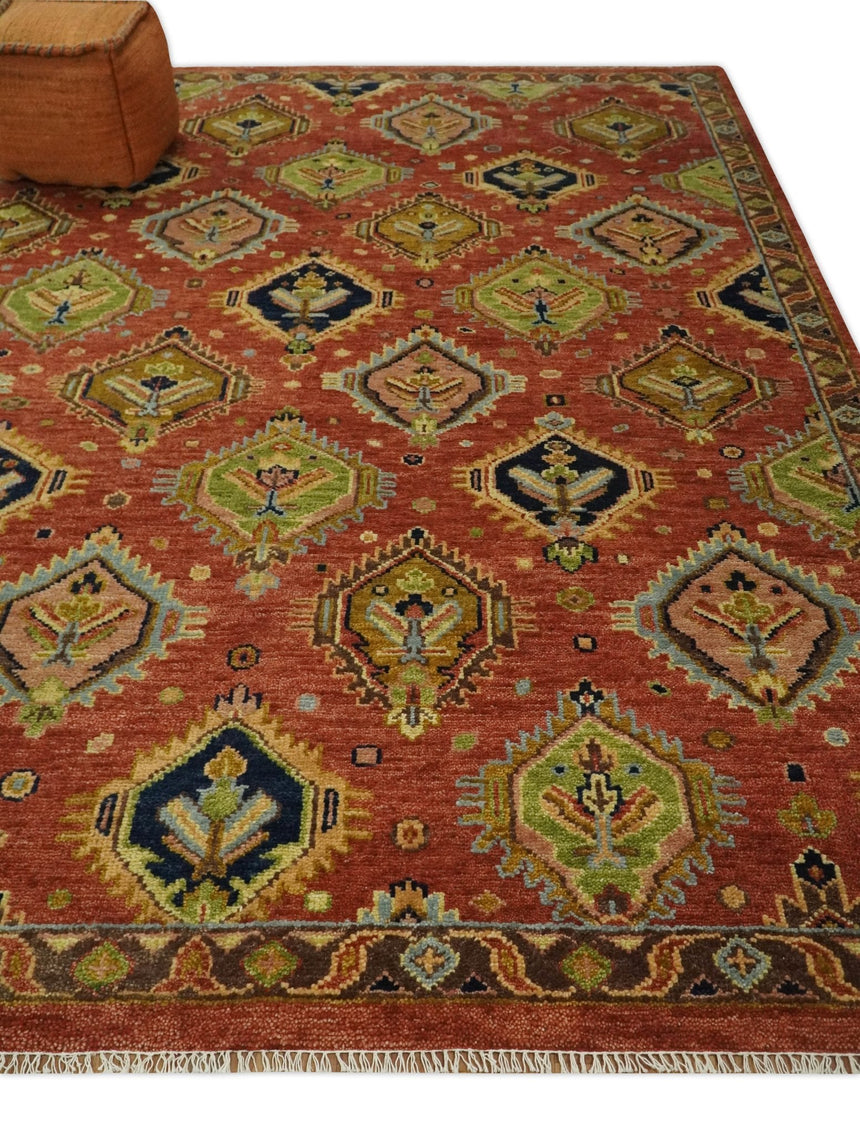 Hand Knotted Eclectic Rust and Brown Antique Traditional Multi size wool Area Rug