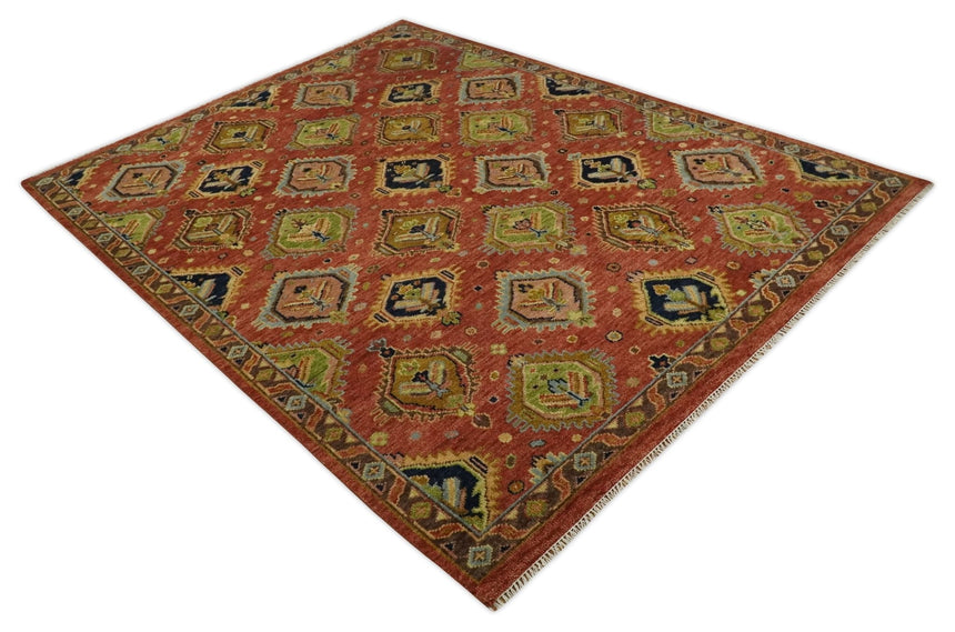 Hand Knotted Eclectic Rust and Brown Antique Traditional Multi size wool Area Rug