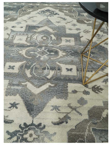 Hand Knotted Gray, Beige and Charcoal Traditional Heriz Serapi Multi size Wool Area Rug, Kids, Living Room and Bedroom Rug