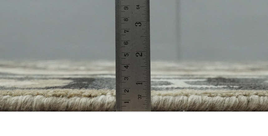 Hand Knotted Ivory, Charcoal and Beige Traditional Medallion Natural Wool Multi Size Area Rug, Kids, Living Room and Bedroom Rug