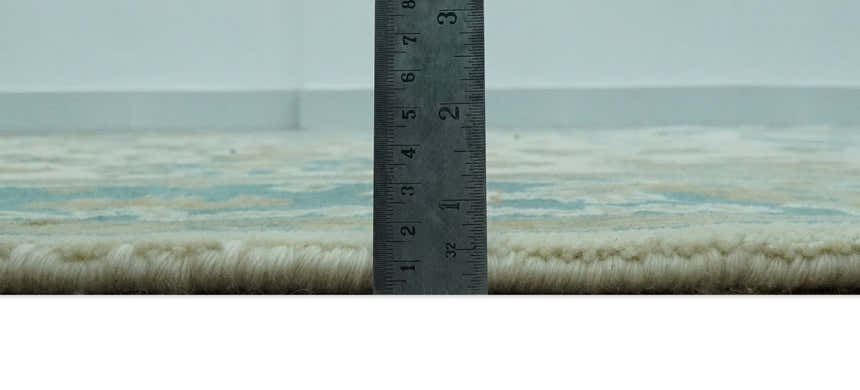 Hand Knotted Ivory, Teal and Beige Traditional Oriental Oushak Multi Size wool rug