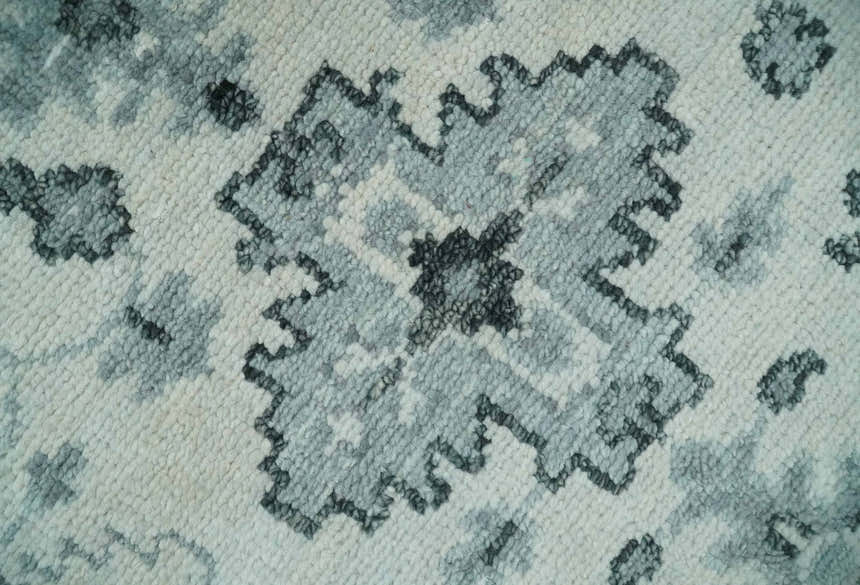 Hand Knotted Multi size Ivory, Silver and Charcoal Antique Turkish Oushak Wool Area Rug