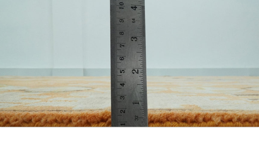 Hand Knotted Peach and Beige Traditional Southwestern Multi Size wool area rug