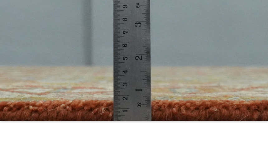 Hand Knotted Rust and Beige Oriental Traditional Multi Size Wool Area Rug, Living Room and Bedroom Rug