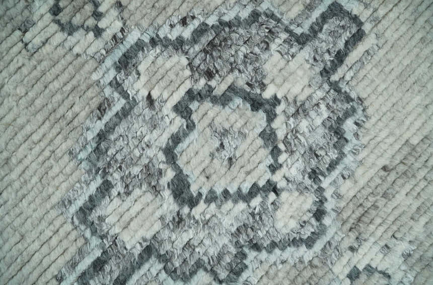 Hand Knotted Silver and Charcoal Traditional with Blended Custom Made Wool Rug