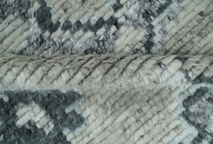 Hand Knotted Silver and Charcoal Traditional with Blended Custom Made Wool Rug