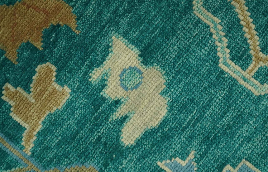 Hand Knotted Teal Traditional Oushak Multi size wool area rug