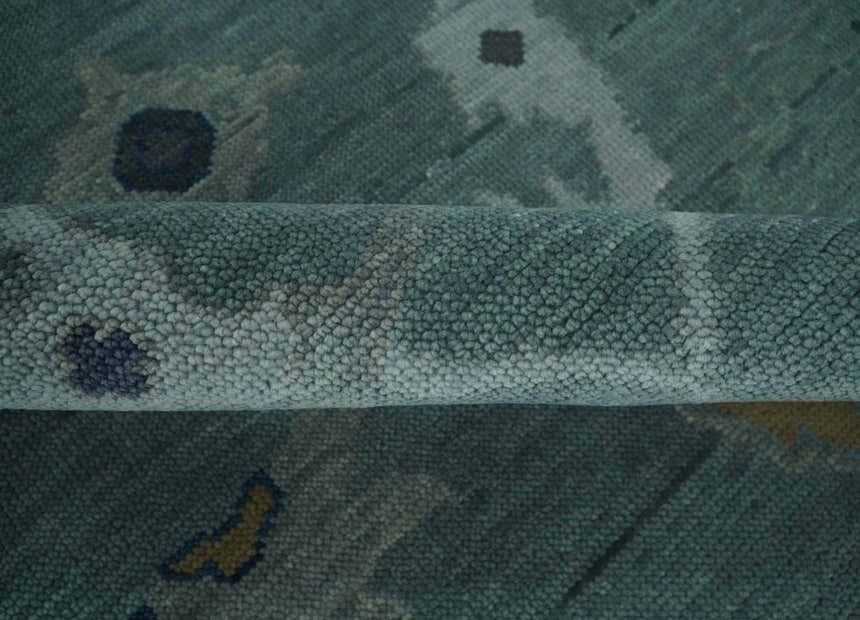 Hand Knotted Traditional Oriental Oushak Antique Style Green Wool Area Rug