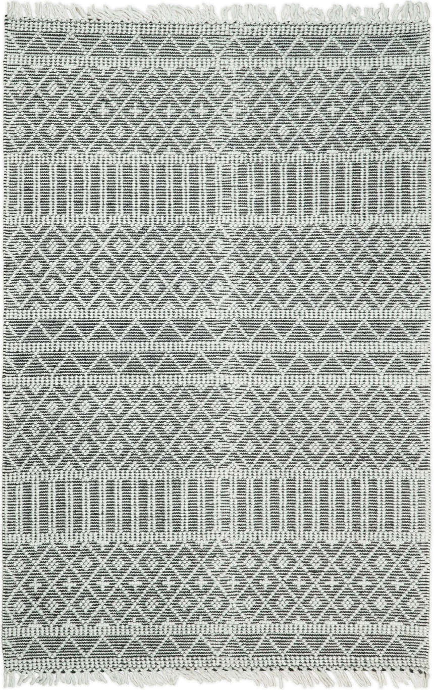 Modern Contemporary Hand Woven Black and White Wool Area Rug