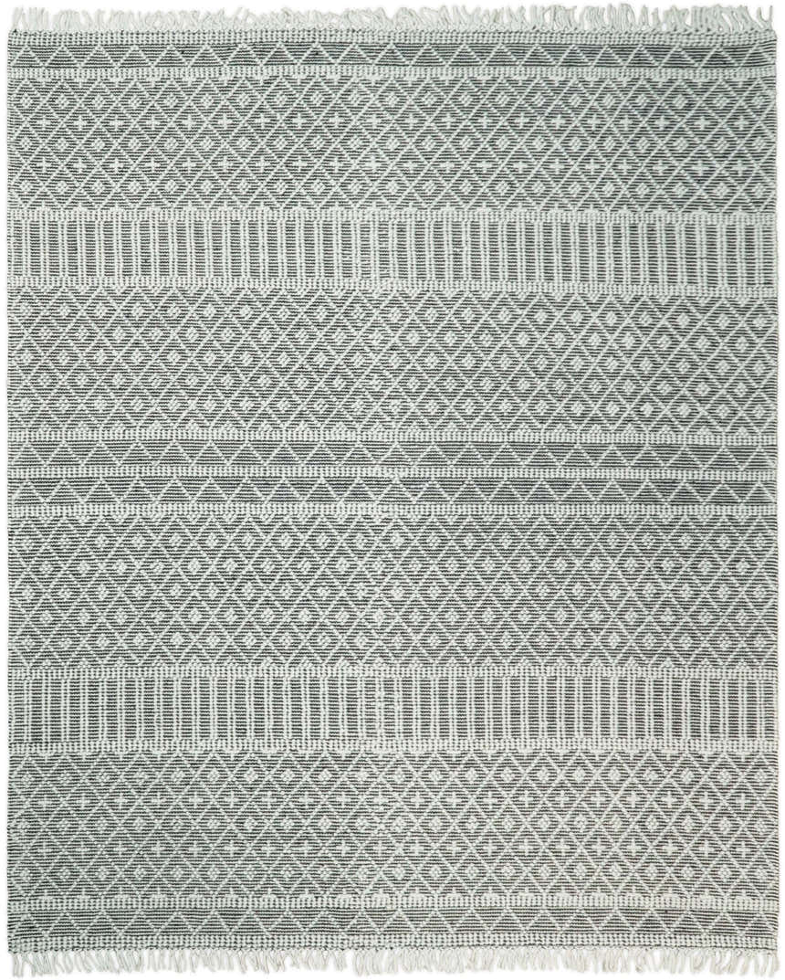 Modern Contemporary Hand Woven Black and White Wool Area Rug