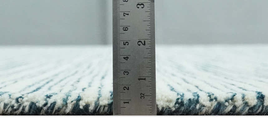 Hand Tufted Woolen Modern White and Blue Custom Made Area Rug