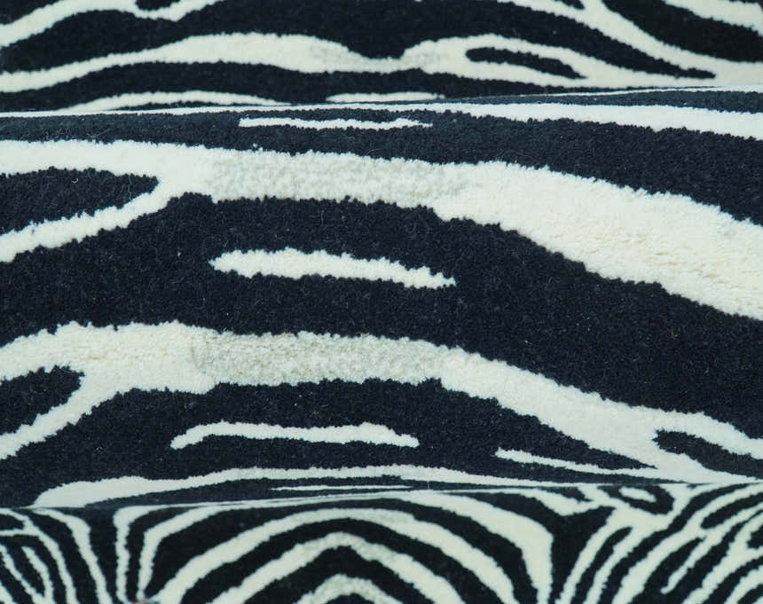 Hand Tufted Animal Zebra Black 3x5 Wool Area Rug