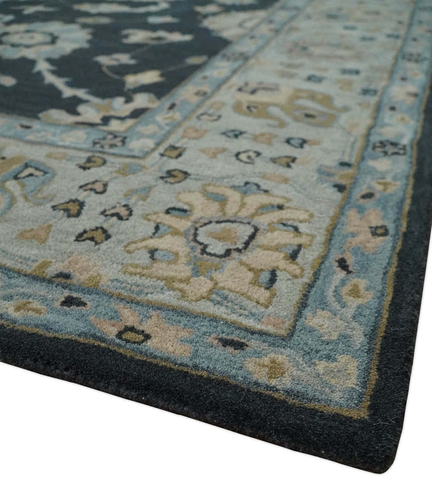 Hand Tufted Black and Silver Modern Turkish Oushak Multi size wool Area Rug, Kids, Living Room and Bedroom Rug