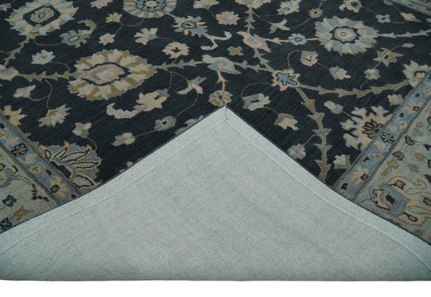 Hand Tufted Black and Silver Modern Turkish Oushak Multi size wool Area Rug, Kids, Living Room and Bedroom Rug