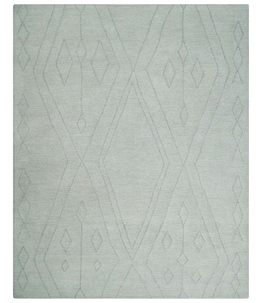 Hand Tufted Ivory Traditional Geometrical Moroccan Design Custom Made Rug