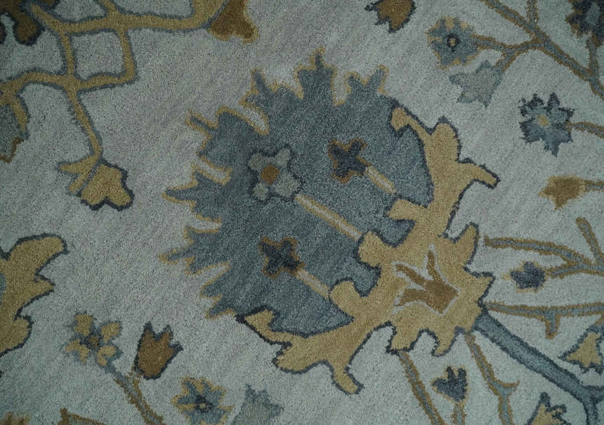 Hand Tufted Silver and Blue Donegal Oushak Rug, Multi Size Living Room and Bedroom Rug