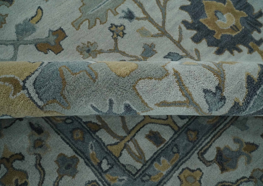 Hand Tufted Silver and Blue Donegal Oushak Rug, Multi Size Living Room and Bedroom Rug