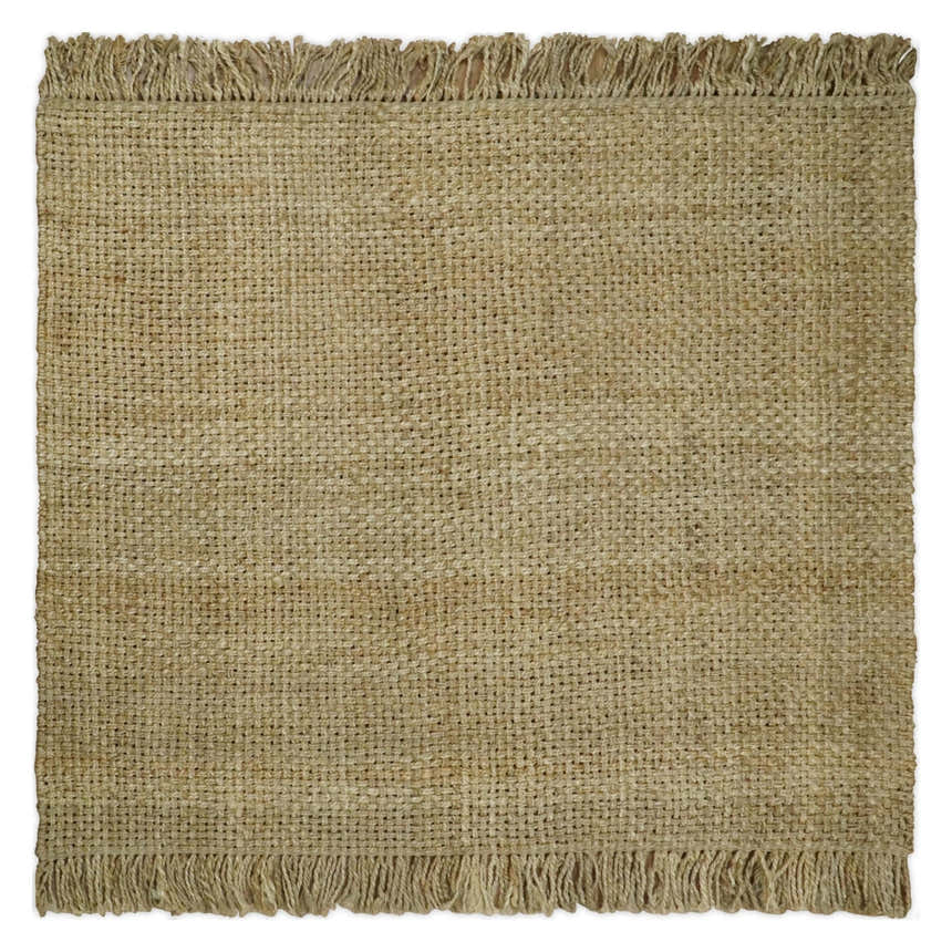 Hand Woven Natural Fiber Brown Natural Jute Rug