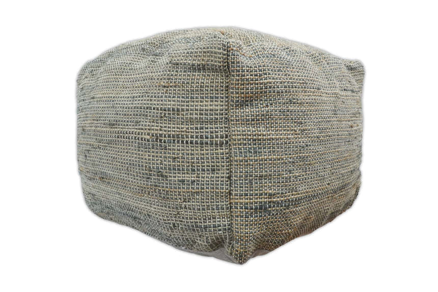 Hand Woven Boho Natural Large Gray and Brown Jute Pouf | TRD122P