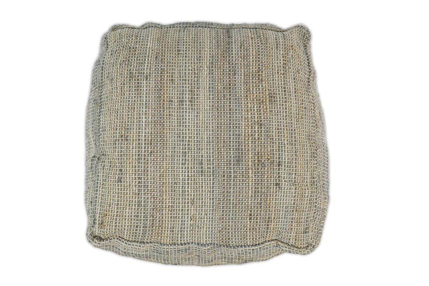 Hand Woven Boho Natural Large Gray and Brown Jute Pouf | TRD122P