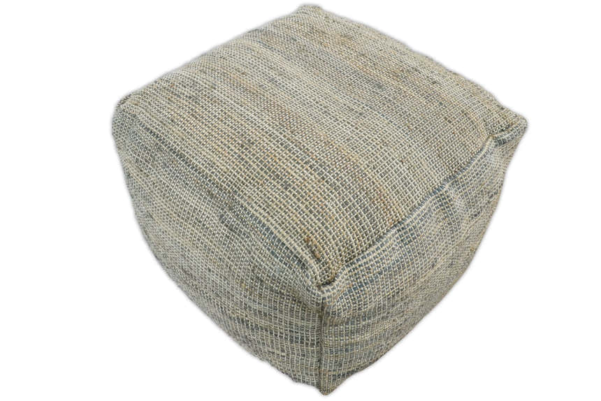 Hand Woven Boho Natural Large Gray and Brown Jute Pouf | TRD122P