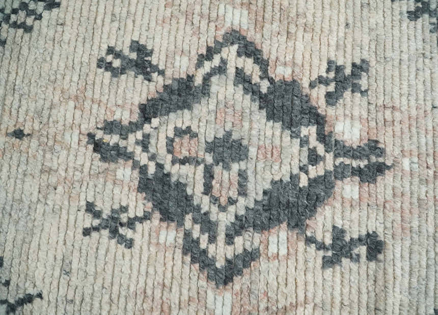 Hand Woven Peach, Beige and Charcoal Rug Made with Blended Wool Multi Size Rug