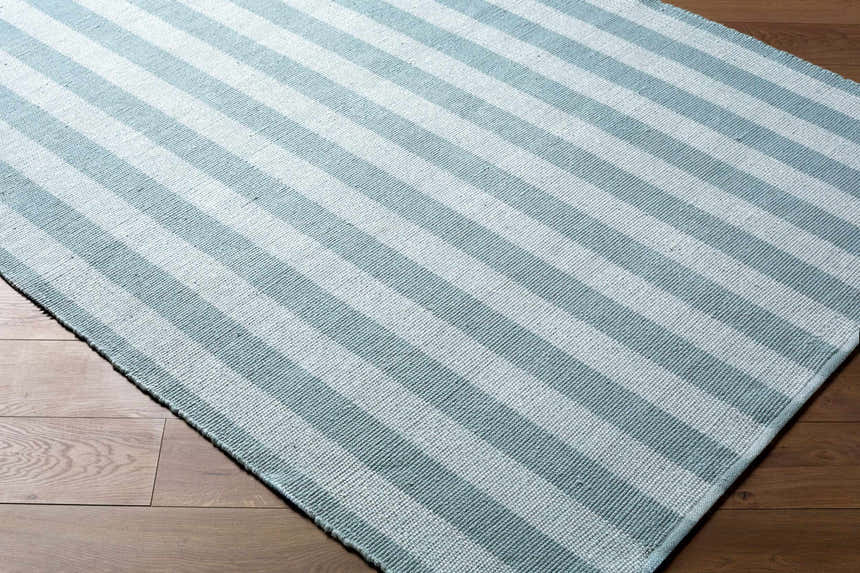 Made to Order Custom Size Carpeneto Dusty Blue Striped Outdoor Area Rug