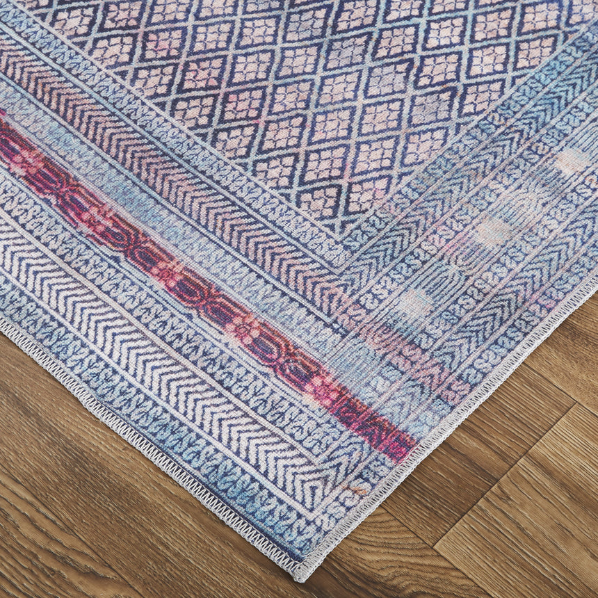 Feizy Voss Transitional Distressed - Blue/Tan/Pink Area Rug