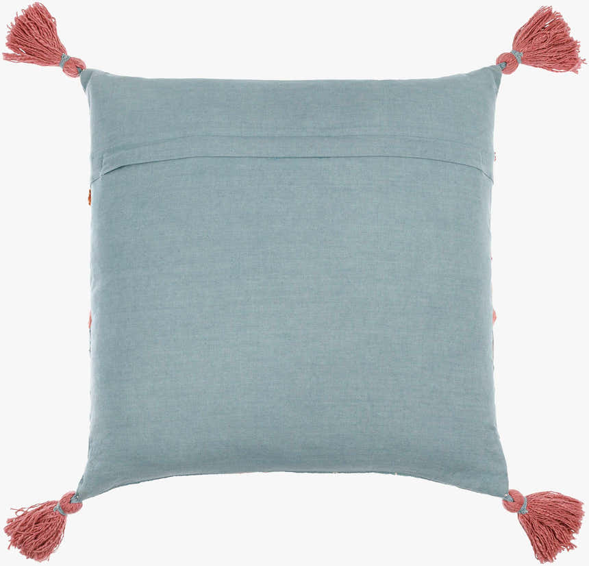 Florin Dusty Blue Floral Nature Pattern Cottage Cotton Accent Pillow - Clearance
