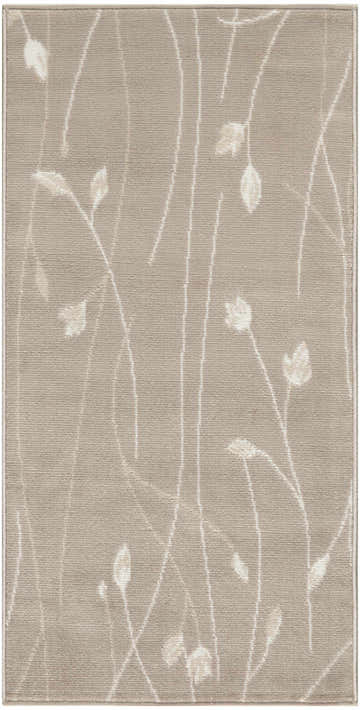 Close-up of the Nourison Grafix Beige rug showing floral pattern and soft, neutral colors.