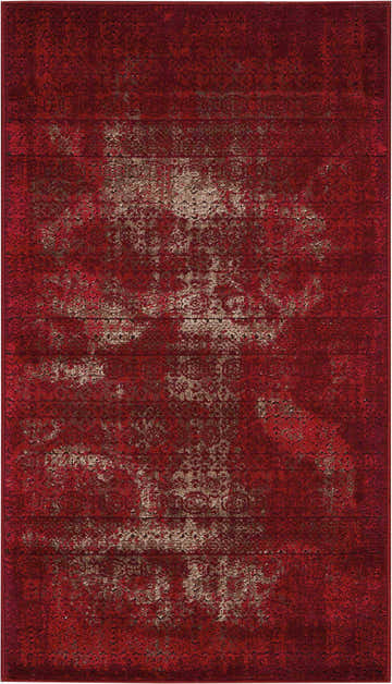 Close-up of the Nourison Karma Red Vintage Area Rug, showing distressed pattern and texture.