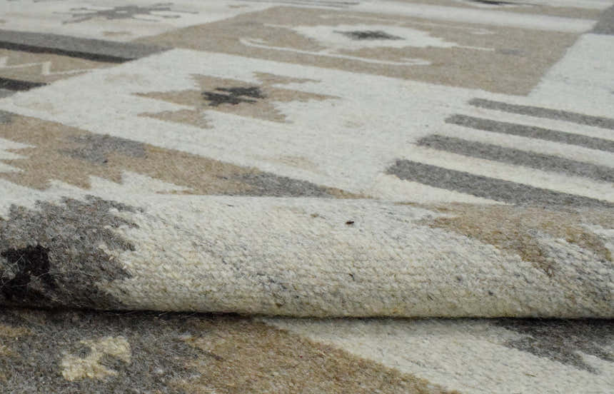 Handwoven Tribal Patterns Brown and Gray Wool Area Rug