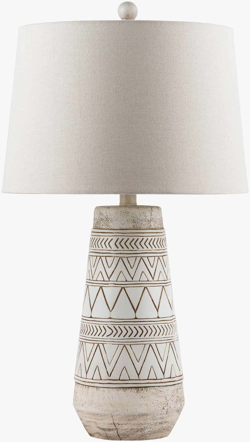 Tan and Cream Resin Lamp with White Linen Table Lamp - Clearance